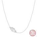 Authentic s925 sterling silver necklace featuring a hollow Hamsa Hand pendant for women - BQN03-Hamsa Hand / Silver