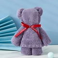 Purple coral fleece towel folded into a bear shape with a red Just For You ribbon - Bear Smoky Gray (without Packaging) / 30*30cm