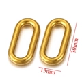 Golden oval stainless steel textured jewelry connectors for DIY earrings, 30x15mm set - Gold-3