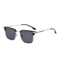 Occhiali da sole clubmaster con montatura nera, metallo argento e lenti grigio scuro - Montatura Nero Argento con Lenti Grigio Nero