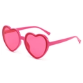 Vibrant bright pink heart shaped sunglasses for fashion parties and festivals - Rose Red Frame Pink Lens
