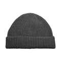 Classic dark grey ribbed knit beanie with a wide folded cuff for winter warmth - Dark Gray