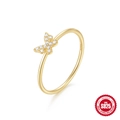 Elegant S925 sterling silver butterfly ring with sparkling pavé cubic zirconia - US 6 / Gold #3 (Butterfly)