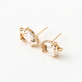14k gold plated marquise zircon stud earrings with side loop for DIY jewelry - White