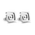 Minimalist silver screw geometric square stud earrings in polished stainless steel - Steel