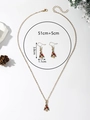 Parure de bijoux de Noël avec collier doré et boucles d'oreilles sapin de Noël vert - XL16-Sapin de Noël Bijou