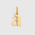 Elegant gold-plated polished lowercase letter a pendant with integrated jump ring - Lowercase a - 14K Gold
