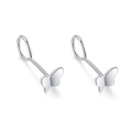 S999 sterling silver stud earrings featuring a minimalist butterfly design in silver finish - S999 Pure Silver / Butterfly Stud Earrings