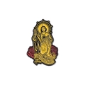 Religious San Judas Tadeo enamel brooch pin with red roses and gold metal accents - QHXZ1813-Saint Jude Praying Profile