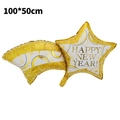 Star-shaped golden foil shooting star balloon with Happy New Year text 100x50cm - New Year Shooting Star