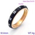 4mm gebürsteter schwarzer Titanstahlring mit Roségold innen und römischen Ziffern - US 5 / Schwarz Gebürstet Roségold Innenseite(KR86498-K)