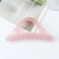 Minimalist triangular light pink translucent hair claw clip with golden spring finish - Pink