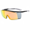 Outdoor wielersport zonnebril met oranje spiegelende glazen en sportief montuur - Zwart Frame Rode Spiegelglazen