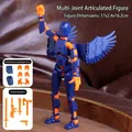 3D printed poseable action figure in blue and orange with wings and weapons - Large Orange Blue With 5 Weapons 3 Hands 1 Wing