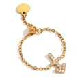 Anello regolabile placcato oro 18K Sagittario con ciondolo a cuore e zircone - Anello Zodiacale Regolabile-Sagittario / Oro