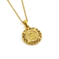 Golden round pendant necklace with number 1 cutout design and thin O-link chain - Letter Z