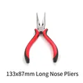 133x87mm long nose flat pliers with red and black non-slip handles for DIY jewelry making - 133x87mm Chain Nose Pliers