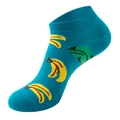 Teal low cut cotton blend socks featuring vibrant yellow banana and green leaf patterns - One Size(37-44) / Teal Banana