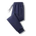 Dark blue sports jogger pants with drawstring waist and zipper pockets for men - XS / Blue Joggers (0513Q)
