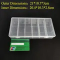 Transparent plastic storage box with 12 compartments and dimensions of 21x10.7x3cm - Vertical 6-Compartment 21x10.7x3cm