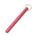 Red anodized aluminum kubotan keychain with non-slip grip and window breaker tip - Round Head Red