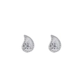 S925 sterling silver waterdrop earrings with round zircon and beaded edges - 925 Silver / Silver