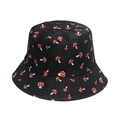 Classic black bucket hat with vibrant red and white mushroom prints for sun protection - Black Red White Mushroom Print