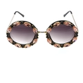Damen Sonnenbrille mit runden Rahmen, rosa Kristallen und lila Verlaufsgläsern - Rosa Marquise-Strasssteine/Goldener Rahmen