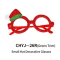 Sparkly red Christmas glasses with a festive Santa hat and green sequin trim for parties - Red Small Hat Decorative Glasses (Green Edge)