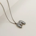 3D bubble letter M pendant necklace in gunmetal grey finish for women - Letter M / Silver