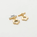 Macro detail of 14k gold plated flower OT toggle clasps with 16mm bar and 13mm ring size - 18K Plum Blossom OT Clasp Style 2 - 4Pcs/Pack