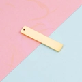 Macro detail of golden mirror polished stainless steel rectangle pendant for DIY jewelry - Single Hole / 6x32mm / Gold