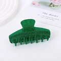 Elegant emerald green glitter hair claw clip with a glossy shimmer finish for women - Green