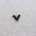 Handmade Miyuki bead heart charm in black and gold for DIY jewelry bracelets - 015-Large Black Heart Gold Border