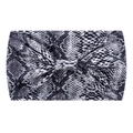Bohemian yoga headband with grey snake print pattern and elegant bow decoration - Grey Black Snake