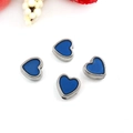 Cuentas de corazón azul con marco de metal plateado para creación de joyas set de 4 - 8mm / Azul
