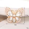 Ciondolo farfalla dorata con perle e strass a goccia, misura 4 cm x 3,5 cm, 11g - D2034 Farfalla Goccia d'acqua Bianco