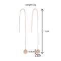 Rose gold threader earrings with zircon rose pendant, 11cm length and 2g weight details - NE1048 Rose