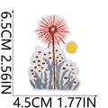 Close-up of pink daisy embroidery patch with size measurements 6.5cm by 4.5cm - Style 4 (Daisy)