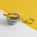 Miniature blue and white porcelain bowl keychain with realistic braised fish and noodles - No.33 Braised Fish Noodles (Model)