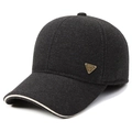 Deep grey winter baseball cap with ear protection and contrast piping for men - Gray