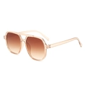 Occhiali da sole aviator oversize con montura champagne e lenti sfumate marroni - Montatura Champagne Doppio Tè
