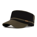 Berretto militare a testa piatta nero e verde oliva in tela con logo in pelle - Taglia Unica(Regolabile) / Verde Militare