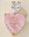Pink heart zircon pendant with pear-shaped gem and golden setting on a leather base - 5# Pear Heart
