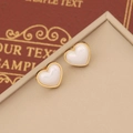 Golden heart-shaped stud earrings with pearl finish inlay on a luxury jewelry box - 3# Earrings