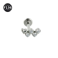 F136 titanium labret stud with heart and round cubic zirconia stones in silver finish - 1.2x6mm (Internal Thread M0.9) / Heart And Round Stone Style (款式1银色)