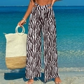 Chic zebra print high-waisted wide leg beach trousers for a summer holiday look - S / Bottoms / Black Stripe