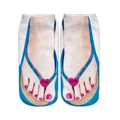 Detailed 3D print of flip-flop sandals with Friends and Love text on white socks - Heart