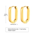 Pair of gold-plated octagonal stainless steel hoop earrings in a modern geometric style - Gold Rectangular Geometric Hoop Earrings