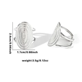 Silver titanium steel fishtail ring with vintage textured pattern and hollow band - TYR0423 / Silver Retro Oval